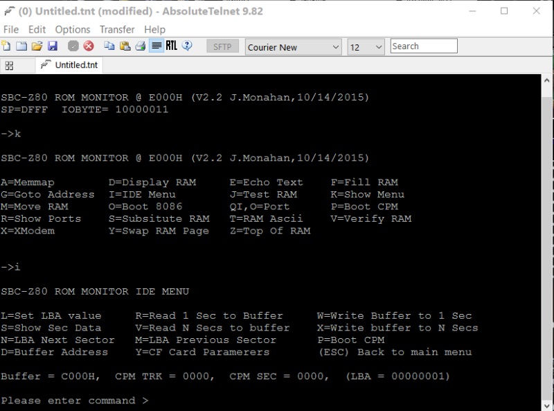 Telnet window 2